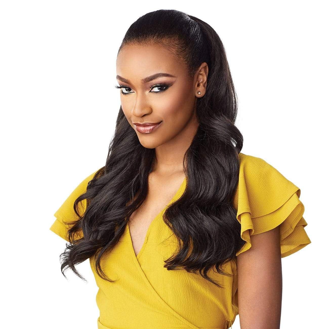 imageSensationnel Instant Weave Half Wig 4 Synthetic Blendwig Adjustable Drawstring for Seamless Hair Blending 1 JETBLACKT1B4
