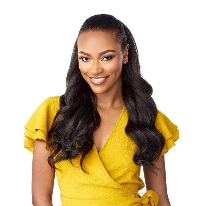 imageSensationnel Instant Weave Half Wig 4 Synthetic Blendwig Adjustable Drawstring for Seamless Hair Blending 1 JETBLACKT1B4