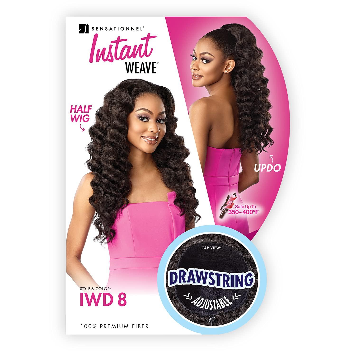 imageSensationnel Instant Weave Half Wig 8 Synthetic Blendwig Adjustable Drawstring for Seamless Hair Blending 1B OFFBLACK1B Off Black