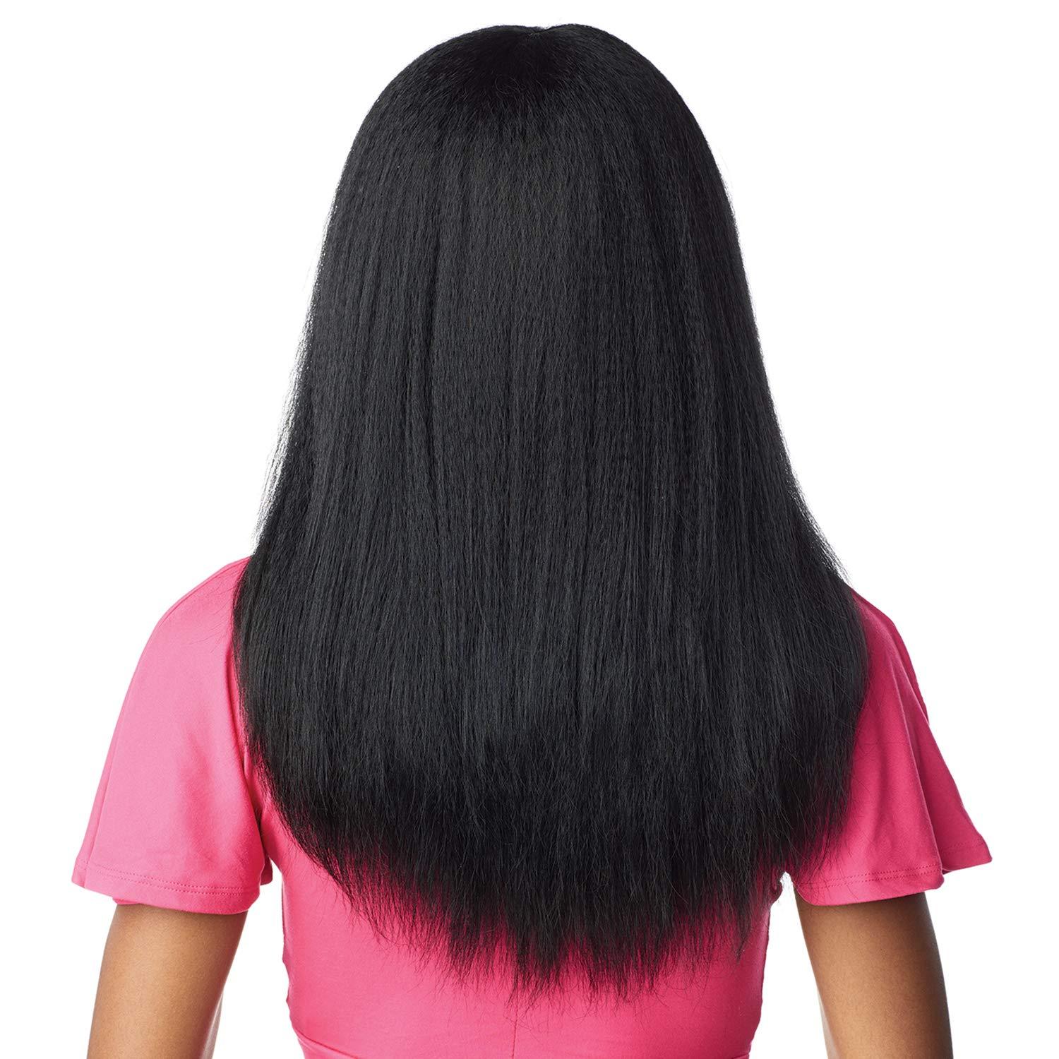 imageSensationnel Instant Weave Half Wig 8 Synthetic Blendwig Adjustable Drawstring for Seamless Hair Blending 1B OFFBLACK4 MEDBROWN