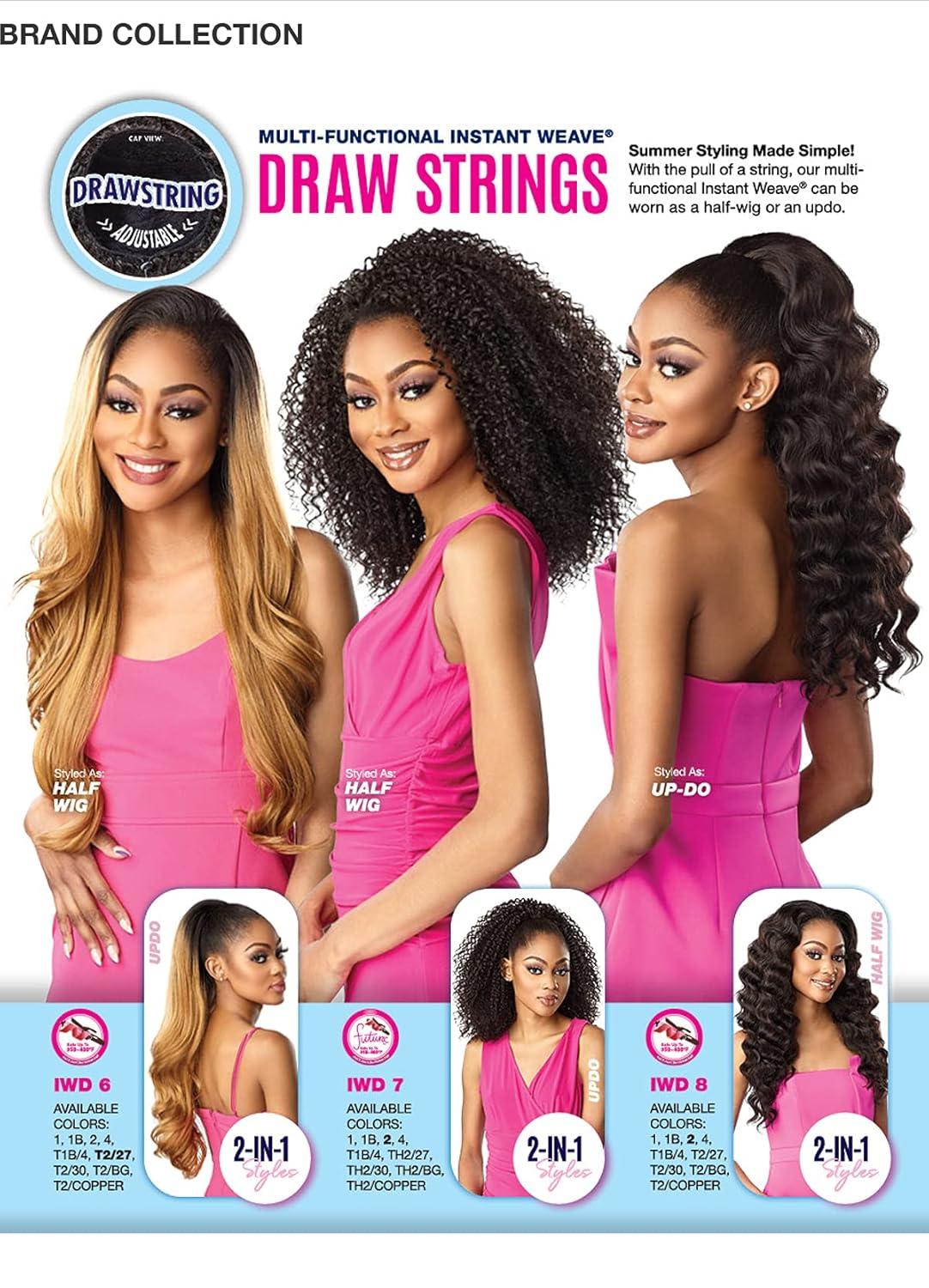 imageSensationnel Instant Weave Half Wig 8 Synthetic Blendwig Adjustable Drawstring for Seamless Hair Blending 1B OFFBLACKDark Brown 2