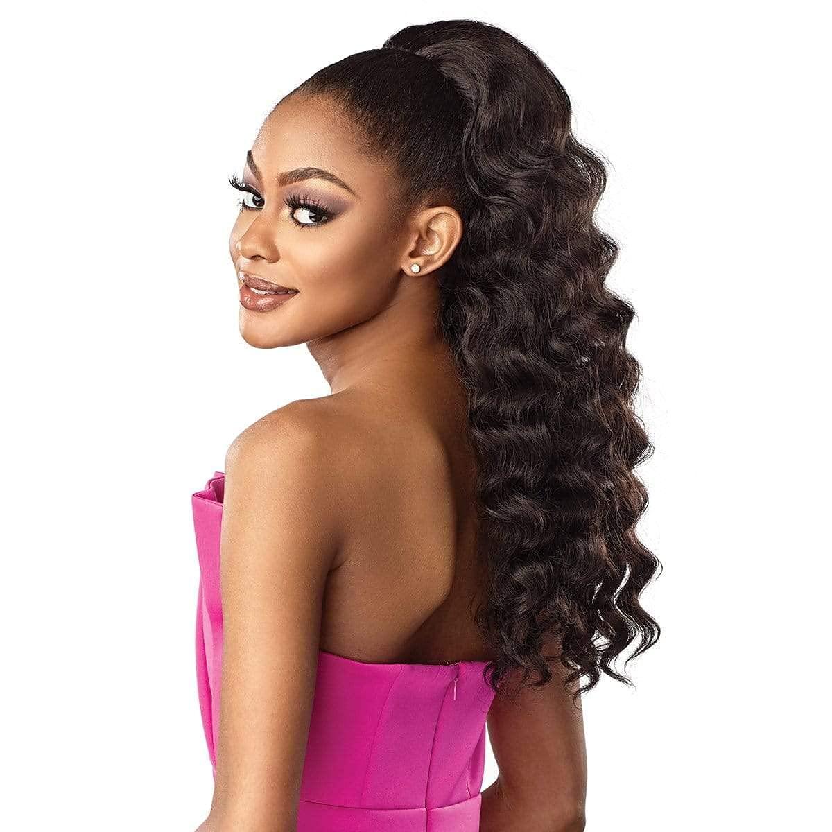 imageSensationnel Instant Weave Half Wig 8 Synthetic Blendwig Adjustable Drawstring for Seamless Hair Blending 1B OFFBLACKT1B4