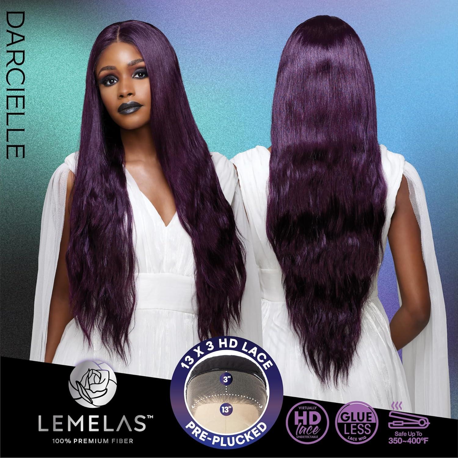 imageSensationnel Lemelas 13x3 Lace Wig Darcielle Lacefrontal Glueless Synthetic with Natural Density Preplucked Hairline ASTRALBLACKMIDNIGHTSAPPHIRE