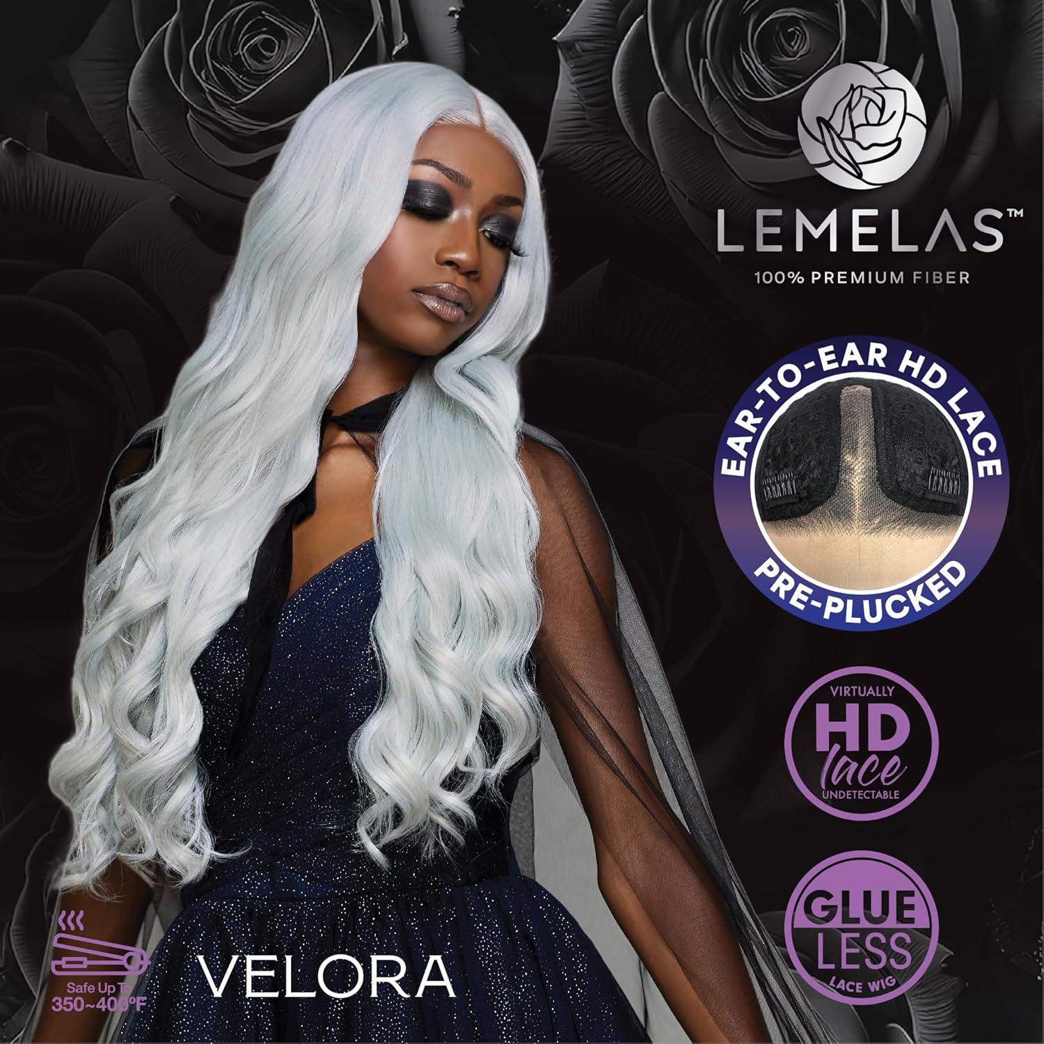 imageSensationnel Lemelas Lace Wig Velora 5 Inch Deep Parting Glueless Ear to Ear Synthetic with Natural Density Preplucked Hairline ASTRALBLACKDARKCHERRY