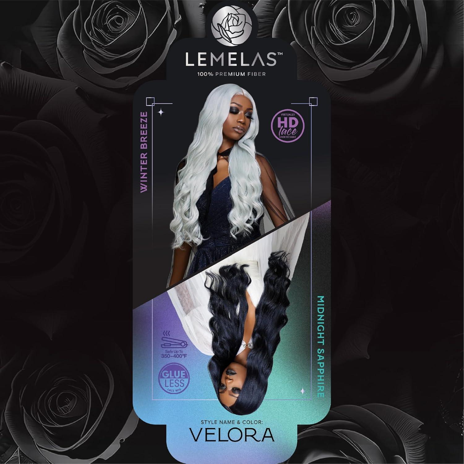 imageSensationnel Lemelas Lace Wig Velora 5 Inch Deep Parting Glueless Ear to Ear Synthetic with Natural Density Preplucked Hairline ASTRALBLACKVANILLAICE