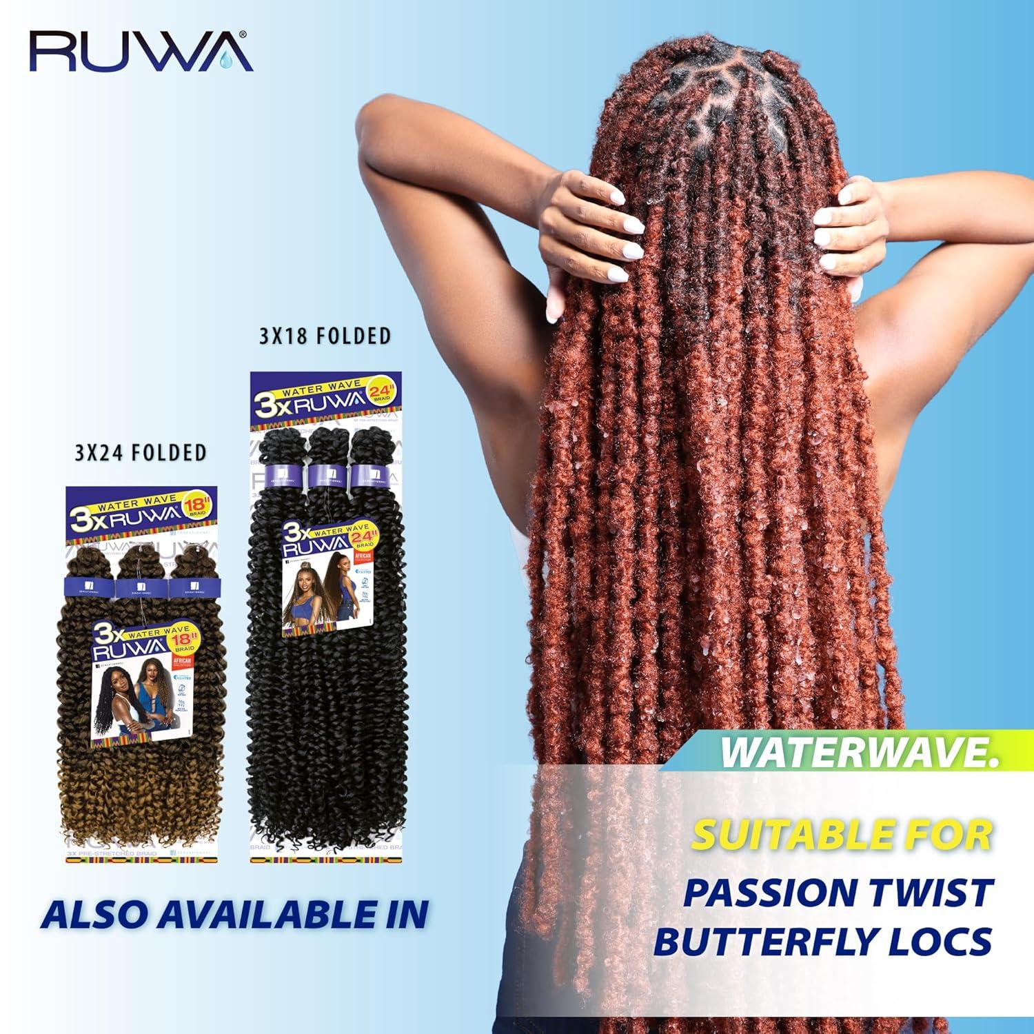 imageSensationnel Ruwa prestretched braiding hair 3x deep 18 inch water repellent kanekalon fast dry synthetic sports itch free 1 pack 1 JETBLACKSM27613
