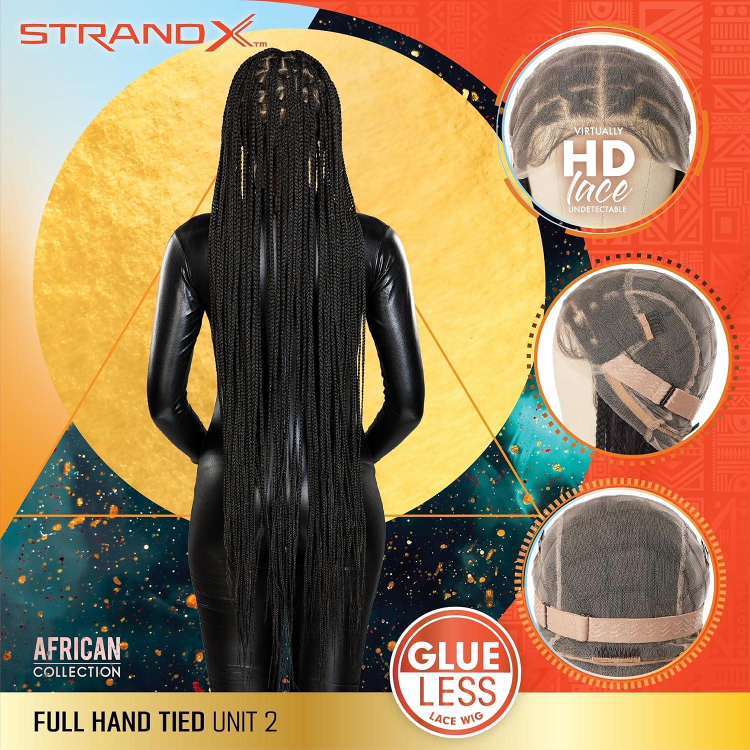 imageSensationnel Strand X Full Braided Lacewig Unit 2 Box Braid Style Hand Tied Kanekalon HD Glueless Wig 1 JETBLACK613 BLONDE