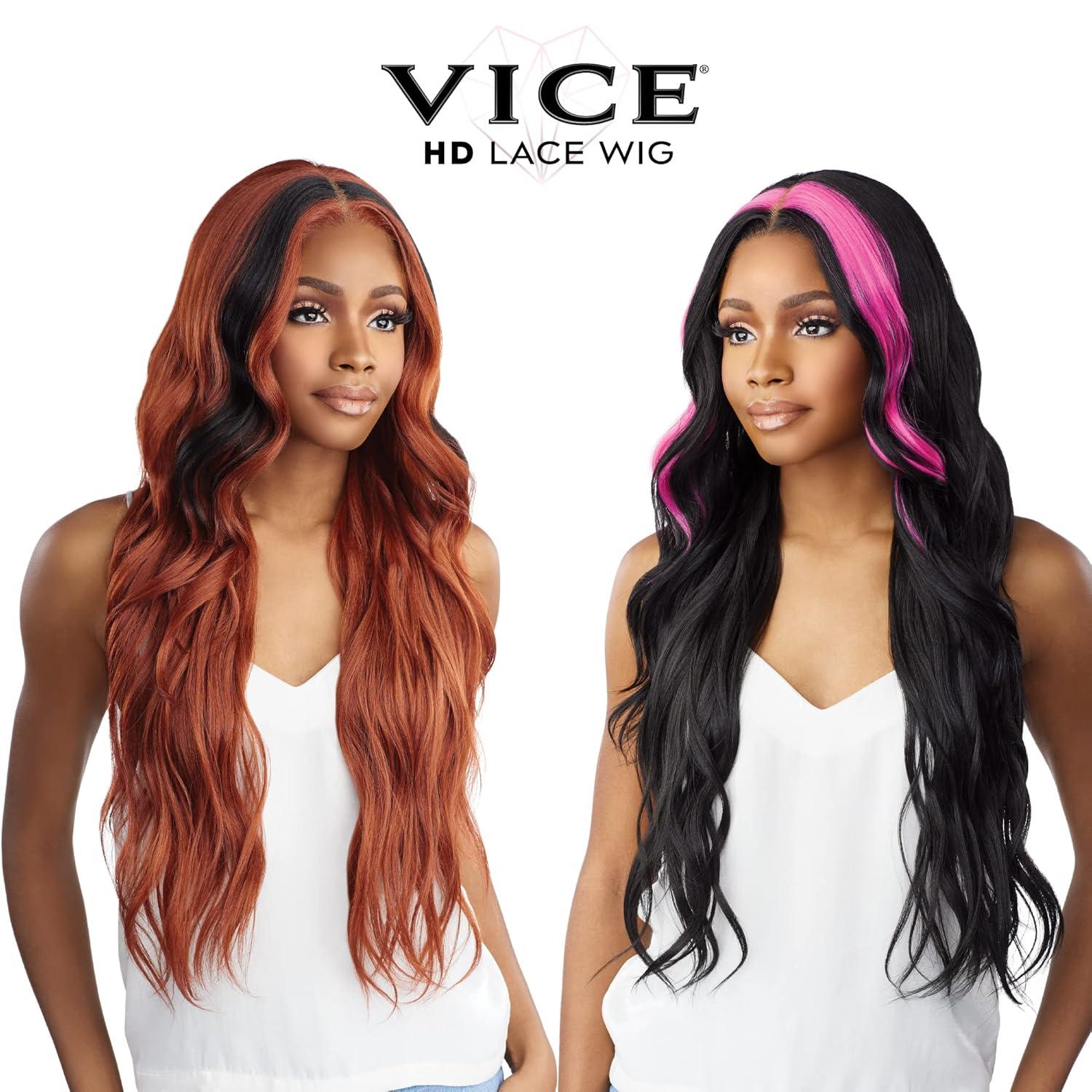 imageSensationnel Vice Lace Front Wigs Unit 12 5 Inch Deep Part Synthetic Preplucked Hairline HB1PINKHB127