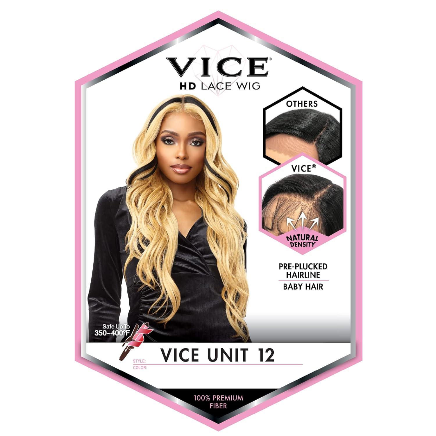 imageSensationnel Vice Lace Front Wigs Unit 12 5 Inch Deep Part Synthetic Preplucked Hairline HB1PINKHB1PINK
