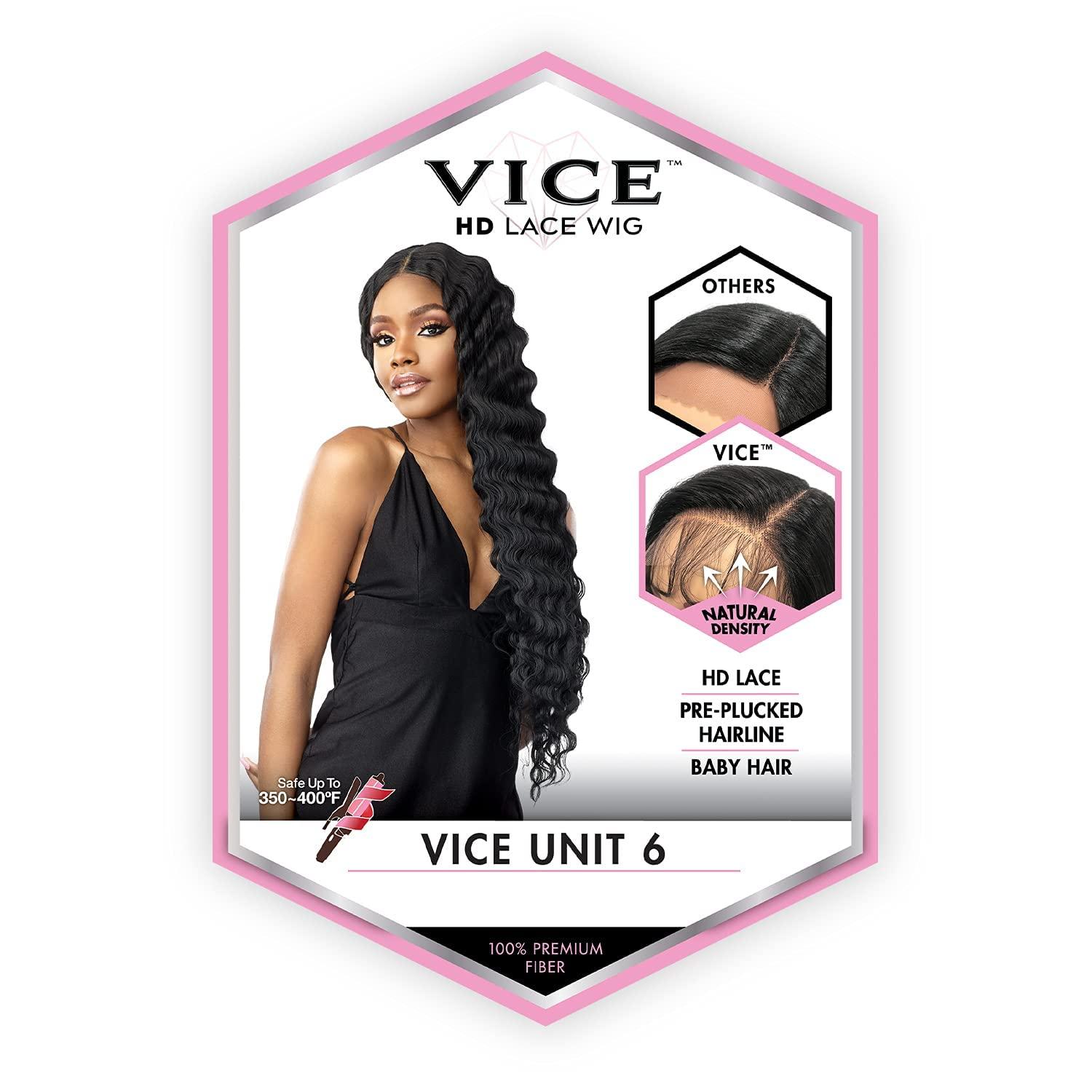imageSensationnel Vice Lace Front Wigs Unit 6 5 Inch Deep Part Synthetic Preplucked Hairline 1B OFFBLACKBALAYAGEHAZELNUT