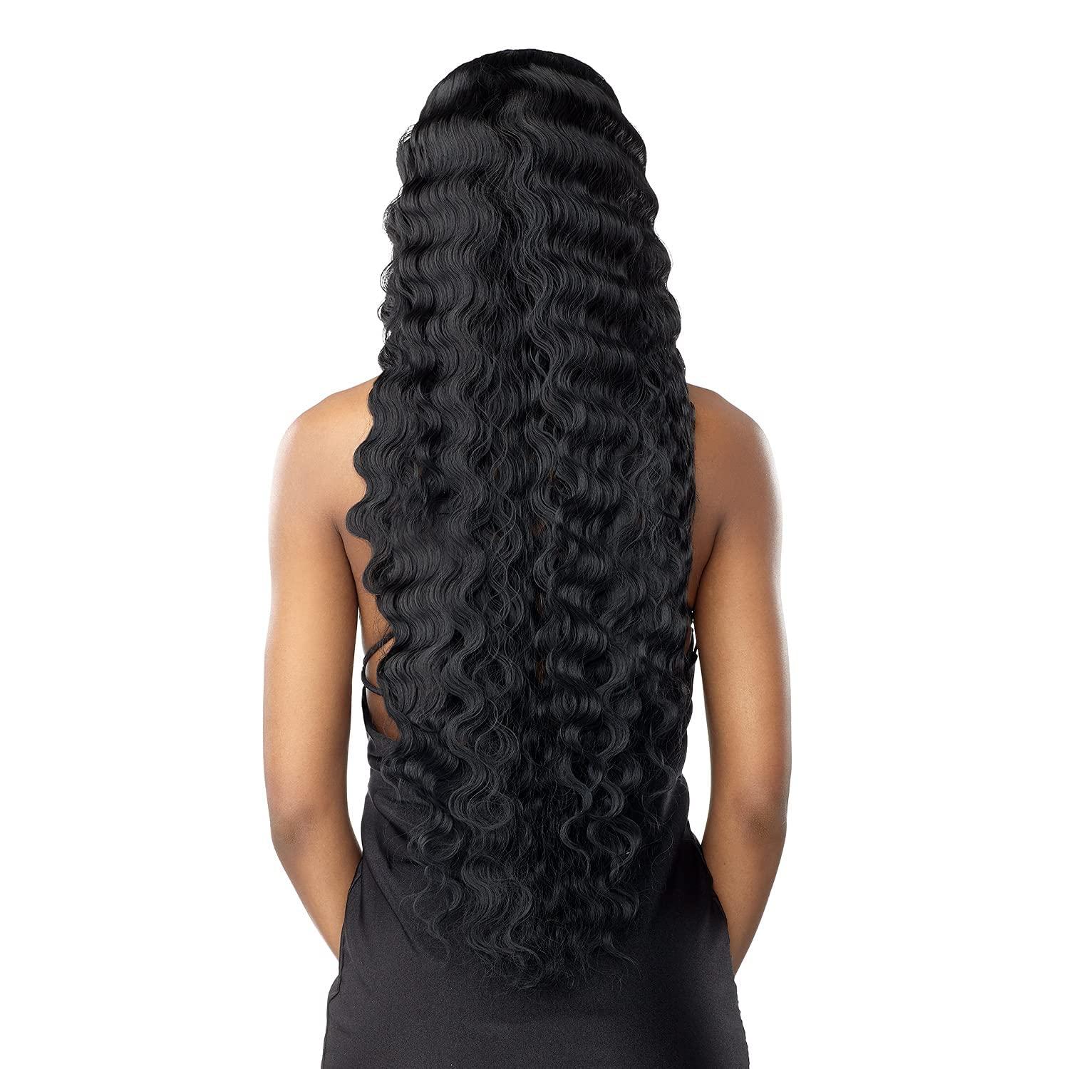 imageSensationnel Vice Lace Front Wigs Unit 6 5 Inch Deep Part Synthetic Preplucked Hairline 1B OFFBLACKT627613