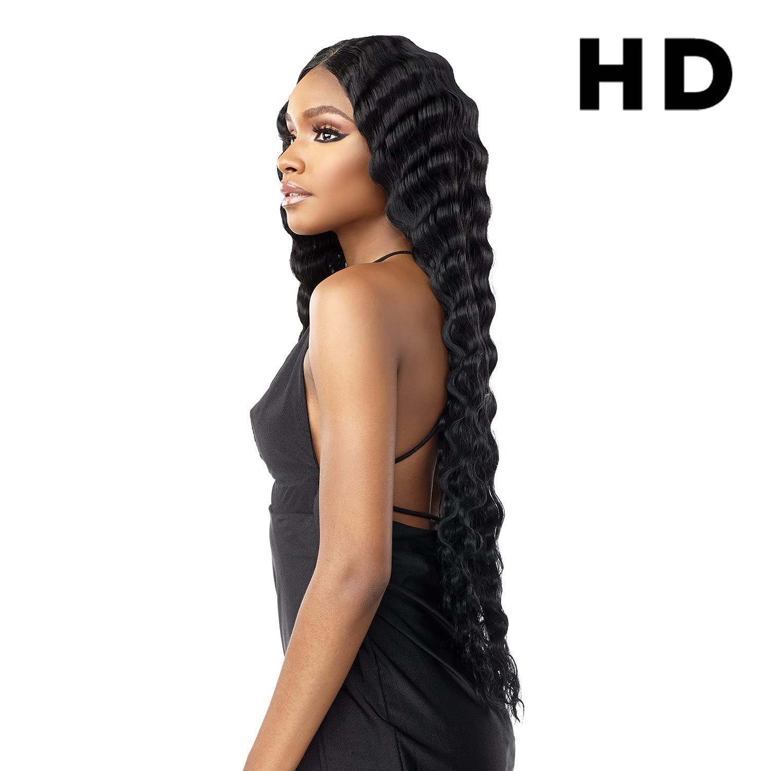 imageSensationnel Vice Lace Front Wigs Unit 6 5 Inch Deep Part Synthetic Preplucked Hairline 1B OFFBLACKTopBottom Mix DarkBrown HoneyBlonde T227