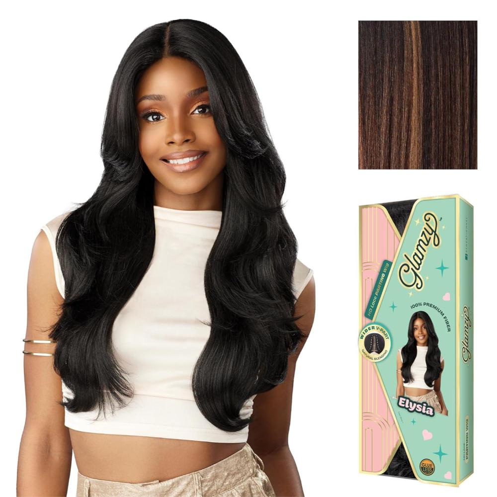 imageSensationnel Glamzy Lace Part Wigs Elysia Glueless Hand Tied Wider V Parting Synthetic Hair 1 JETBLACKBALAYAGECHOCOLATE