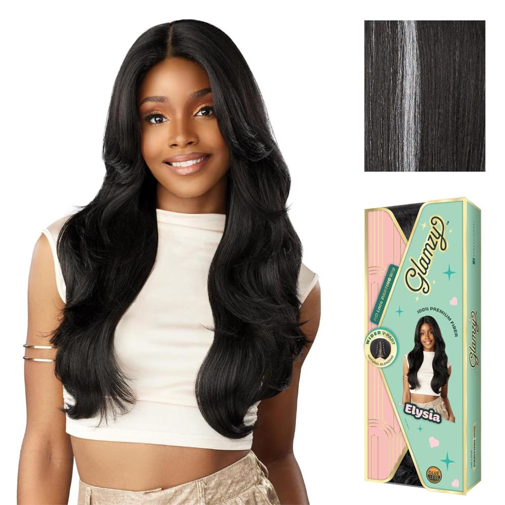 imageSensationnel Glamzy Lace Part Wigs Elysia Glueless Hand Tied Wider V Parting Synthetic Hair 1 JETBLACKBALAYAGEPLATINUM