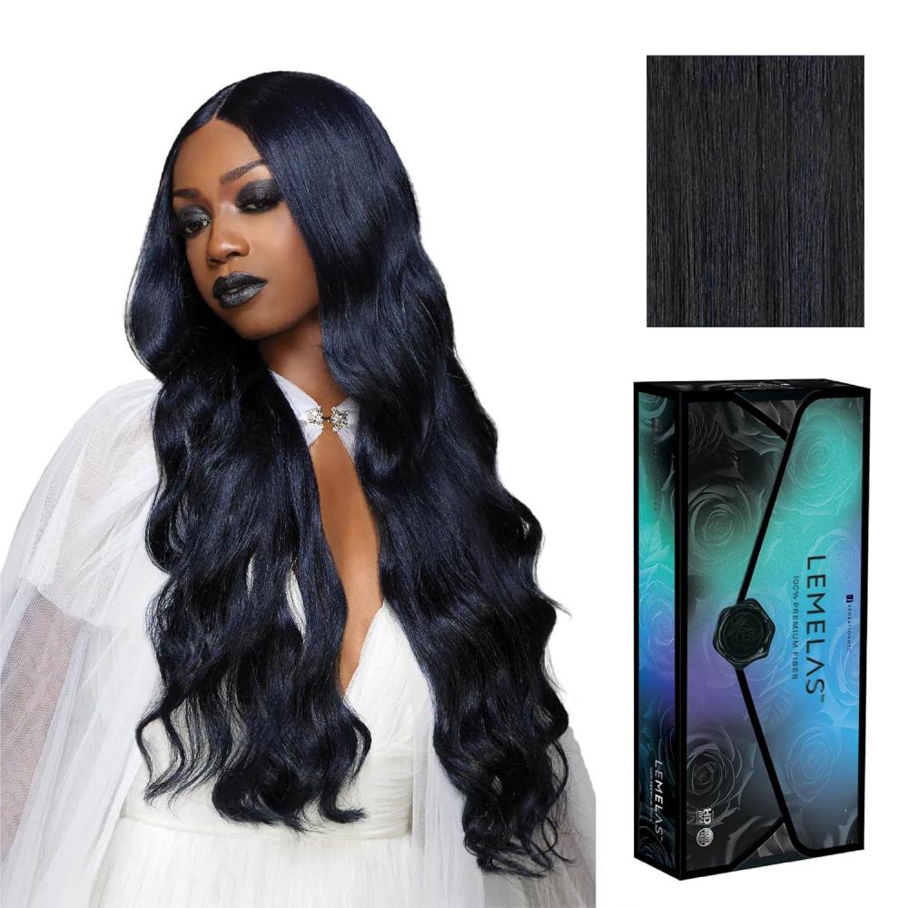 imageSensationnel Lemelas Lace Wig  Velora 5 Inch Deep Parting Glueless Ear to Ear Synthetic with Natural Density Preplucked Hairline ASTRALBLACKMIDNIGHTSAPPHIRE