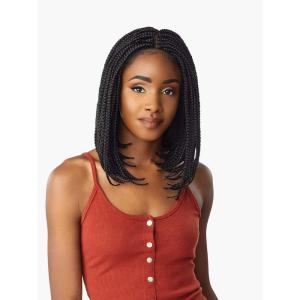 Sensationnel Cloud9 4×4 Braided Wig – Box Braid BOB Hand Tied Swiss Lace with Large Parting Area (1 JETBLACK)(SM1B/30)