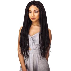 Sensationnel Cloud9 4×4 Braided Wig – Box Braid Small Hand Tied Swiss Multi Parting Lace (1 JETBLACK)(T1B/27)