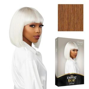 Sensationnel Empire Bob Humanhair Wig – Straight Cut Face Framing Mesh Cap for Comfort With Bangs (10 inch, 1 JETBLACK)(GOLDENBLONDE)