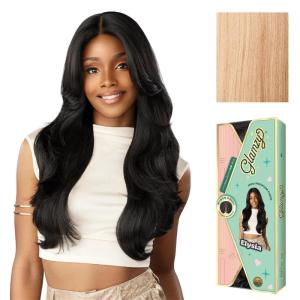 Sensationnel Glamzy Lace Part Wigs – Elysia Glueless Hand Tied Wider V Parting Synthetic Hair (1 JETBLACK)(ASHPEACHBLONDE)