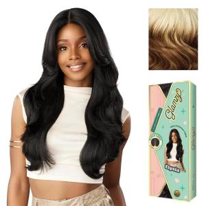 Sensationnel Glamzy Lace Part Wigs – Elysia Glueless Hand Tied Wider V Parting Synthetic Hair (1 JETBLACK)(LT613/ASHBROWN)