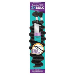 Sensationnel PremToo bulk weaving – 2x ocean wave human hair blend for boho, knotless box or curly loose wave styles – 2 pack (22 inch, S27/30)