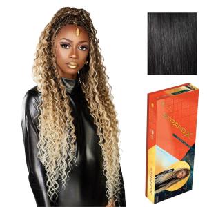 Sensationnel Strand X Full Braided Lacewig – Unit 1 Boho Braid Style Hand Tied Kanekalon HD Glueless Wig (1 JETBLACK)(1 JETBLACK)