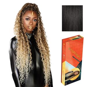 Sensationnel Strand X Full Braided Lacewig – Unit 1 Boho Braid Style Hand Tied Kanekalon HD Glueless Wig (1 JETBLACK)(1B OFFBLACK)