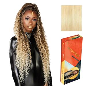 Sensationnel Strand X Full Braided Lacewig – Unit 1 Boho Braid Style Hand Tied Kanekalon HD Glueless Wig (1 JETBLACK)(613 BLONDE)