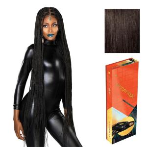 Sensationnel Strand X Full Braided Lacewig – Unit 2 Box Braid Style Hand Tied Kanekalon HD Glueless Wig (1 JETBLACK)(2 DARKBROWN)