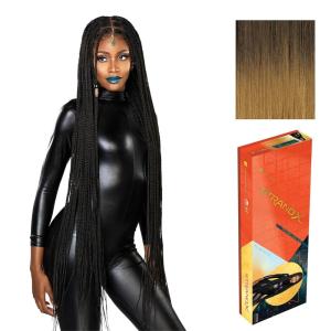 Sensationnel Strand X Full Braided Lacewig – Unit 2 Box Braid Style Hand Tied Kanekalon HD Glueless Wig (1 JETBLACK)(SM2/27)