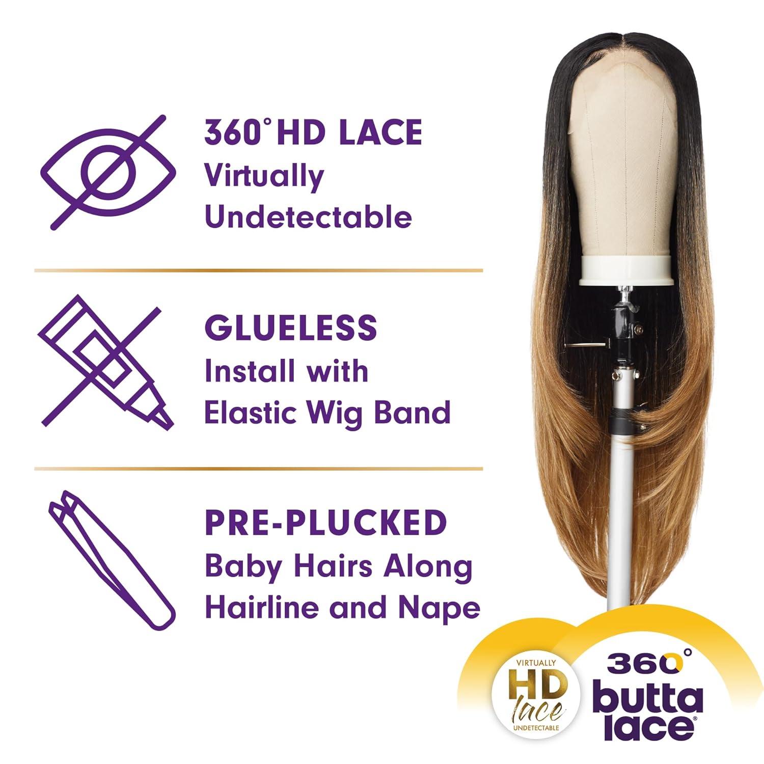 imageSensationnel Butta 360 Lace Wigs Unit 7 Wider Parting 360 Degree Lace Glueless Synthetic Preplucked Hairline BABYLIGHTSBERRYBABYLIGHTSBERRY