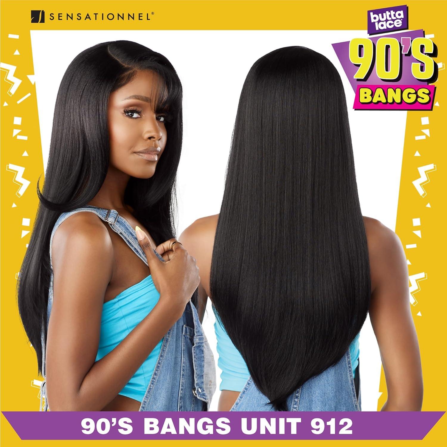 imageSensationnel Butta Lace 90Sbangs Wigs Unit 912 Glueless Wide Deep Part Synthetic Preplucked Hairline 1 JETBLACK1B OFFBLACK