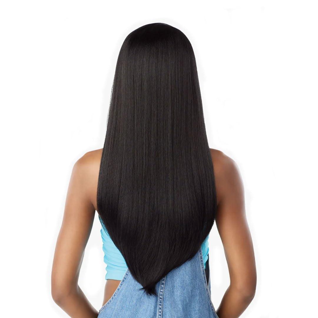 imageSensationnel Butta Lace 90Sbangs Wigs Unit 912 Glueless Wide Deep Part Synthetic Preplucked Hairline 1 JETBLACKLIGHTASHBROWN