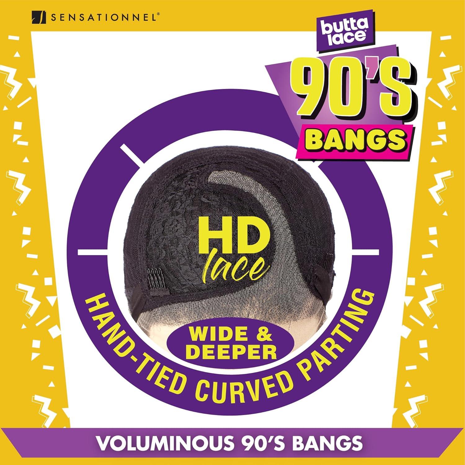 imageSensationnel Butta Lace 90Sbangs Wigs Unit 912 Glueless Wide Deep Part Synthetic Preplucked Hairline 1 JETBLACKROSEGOLDCOPPER