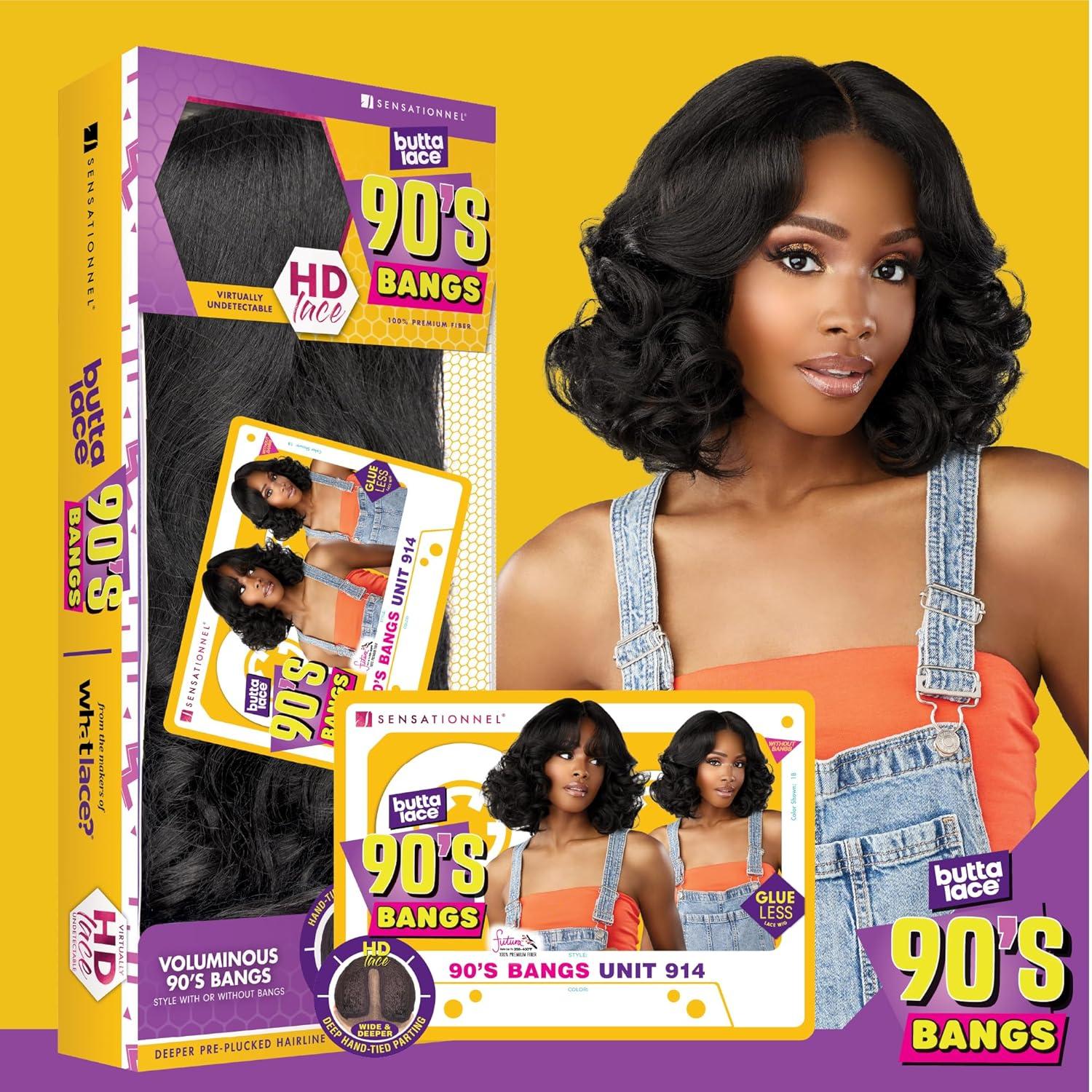 imageSensationnel Butta Lace 90Sbangs Wigs Unit 914 Glueless Wide Deep Part Synthetic Preplucked Hairline 1 JETBLACK1B OFFBLACK