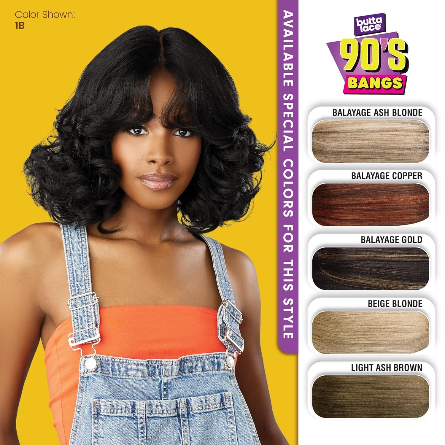 imageSensationnel Butta Lace 90Sbangs Wigs Unit 914 Glueless Wide Deep Part Synthetic Preplucked Hairline 1 JETBLACKBALAYAGEGOLD