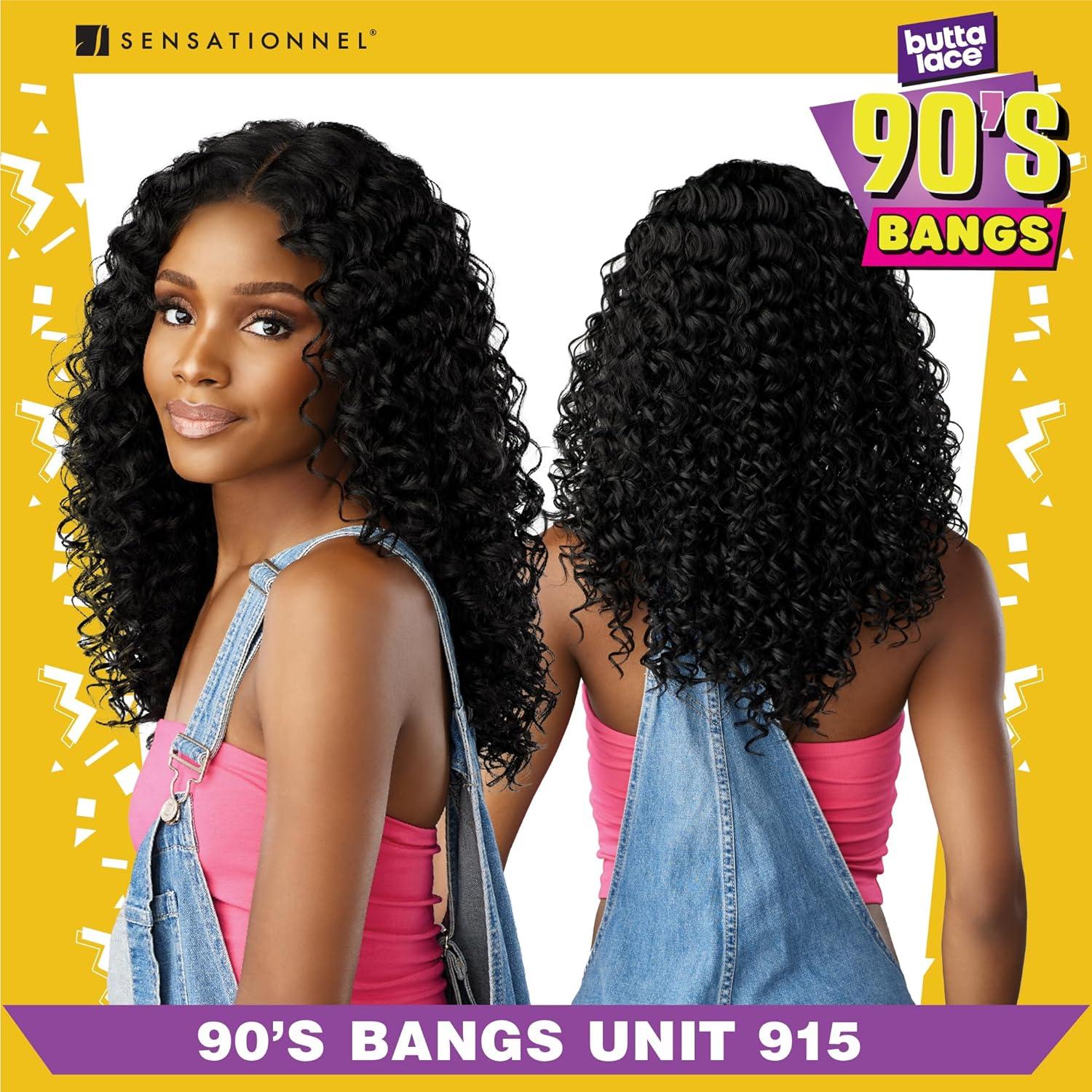 imageSensationnel Butta Lace 90Sbangs Wigs Unit 915 Glueless Wide Deep Part Synthetic Preplucked Hairline 1 JETBLACKBALAYAGEGOLD