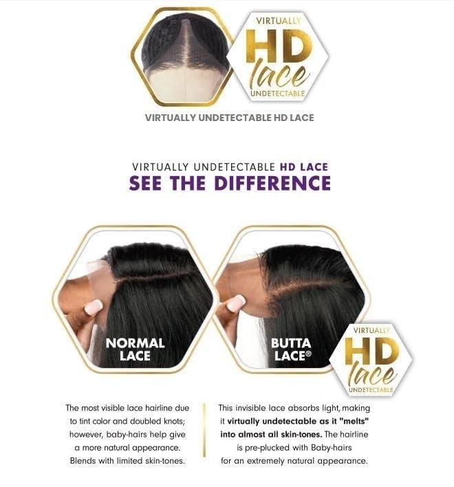 imageSensationnel Butta Lace Hhm Wigs Deep Wave 20 Inch Human Hair Blend Extra Wide 5 Inch Parting Preplucked Hairline Glueless Lacefront BALAYAGECARAMELBALAYAGEHAZELNUT