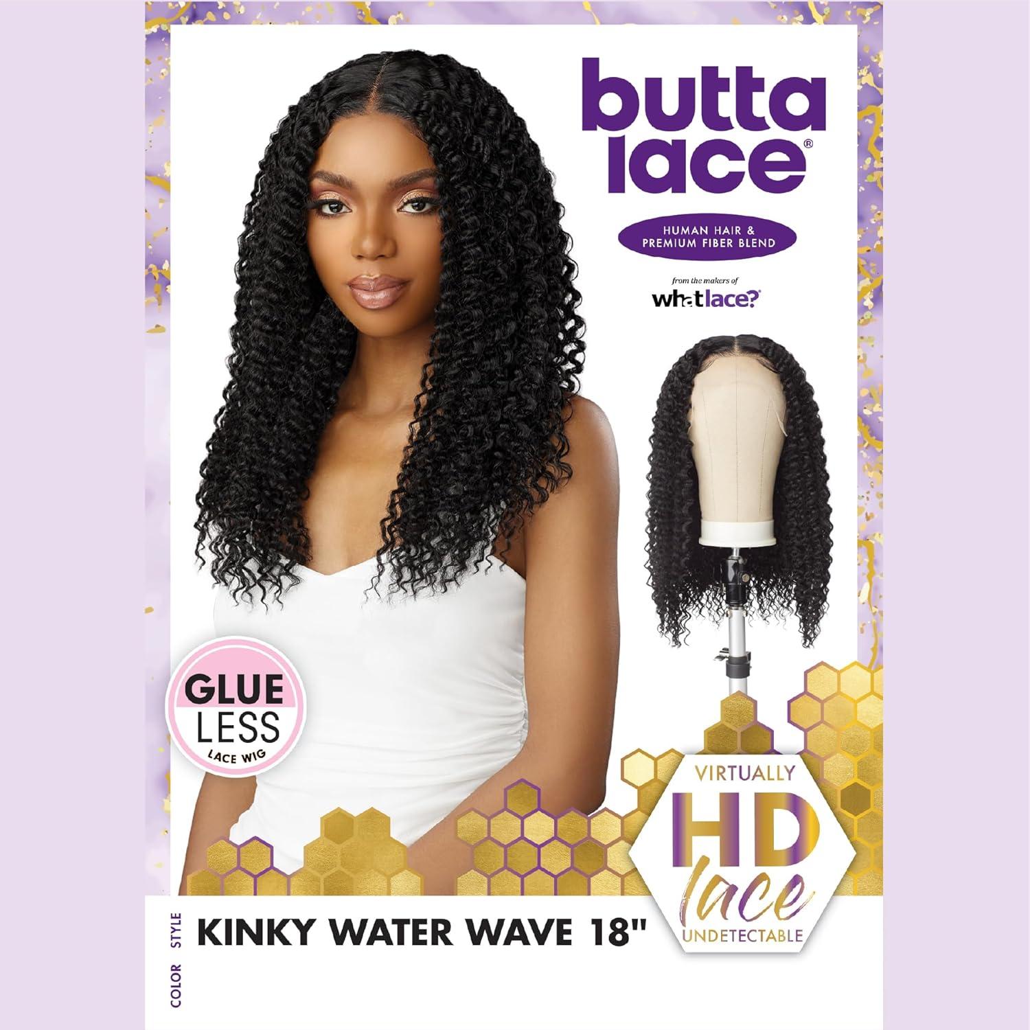 imageSensationnel Butta Lace Hhm Wigs Kinky Water Wave 18 Inch Human Hair Blend Extra Wide 5 Inch Parting Preplucked Hairline Glueless Lacefront 1 JETBLACKBALAYAGECOPPER