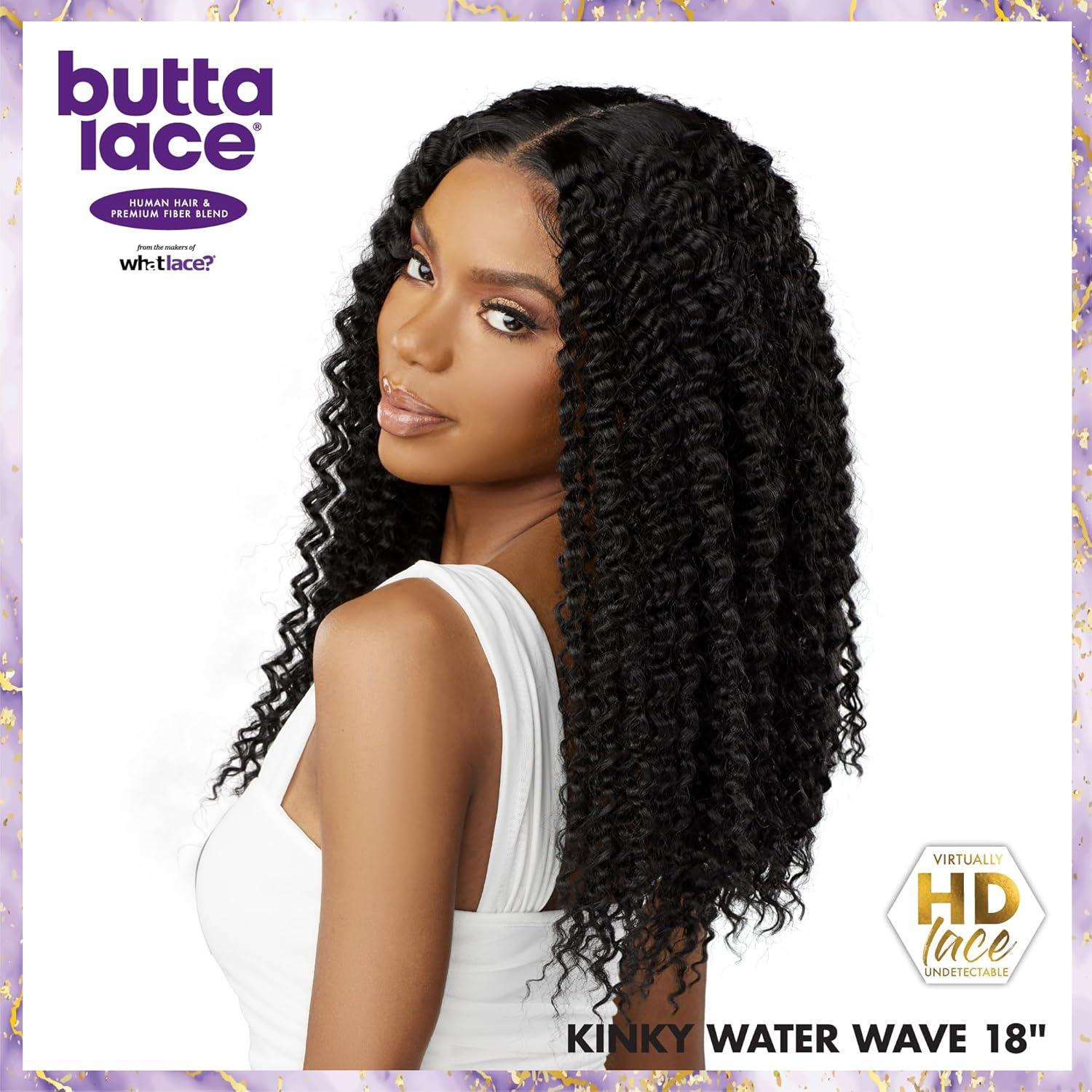 imageSensationnel Butta Lace Hhm Wigs Kinky Water Wave 18 Inch Human Hair Blend Extra Wide 5 Inch Parting Preplucked Hairline Glueless Lacefront 1 JETBLACK2 DARKBROWN