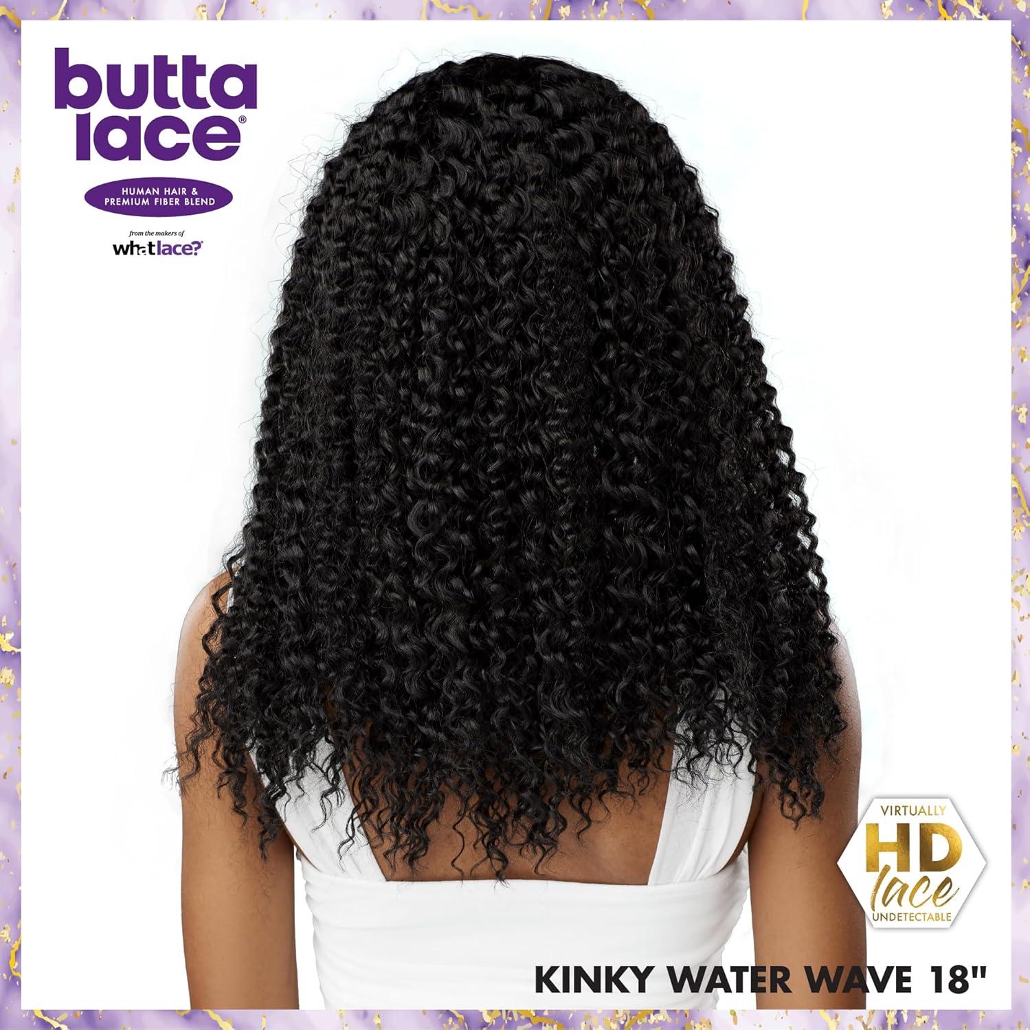 imageSensationnel Butta Lace Hhm Wigs Kinky Water Wave 18 Inch Human Hair Blend Extra Wide 5 Inch Parting Preplucked Hairline Glueless Lacefront 1 JETBLACK1 JETBLACK