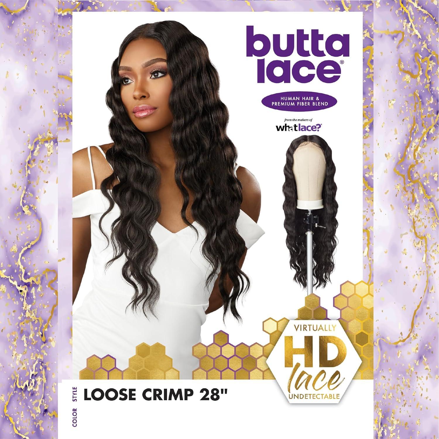 imageSensationnel Butta Lace Hhm Wigs Loose Crimp 28 Inch Human Hair Blend Extra Wide 5 Inch Parting Preplucked Hairline Glueless Lacefront BALAYAGEPLATINUMBALAYAGEPLATINUM