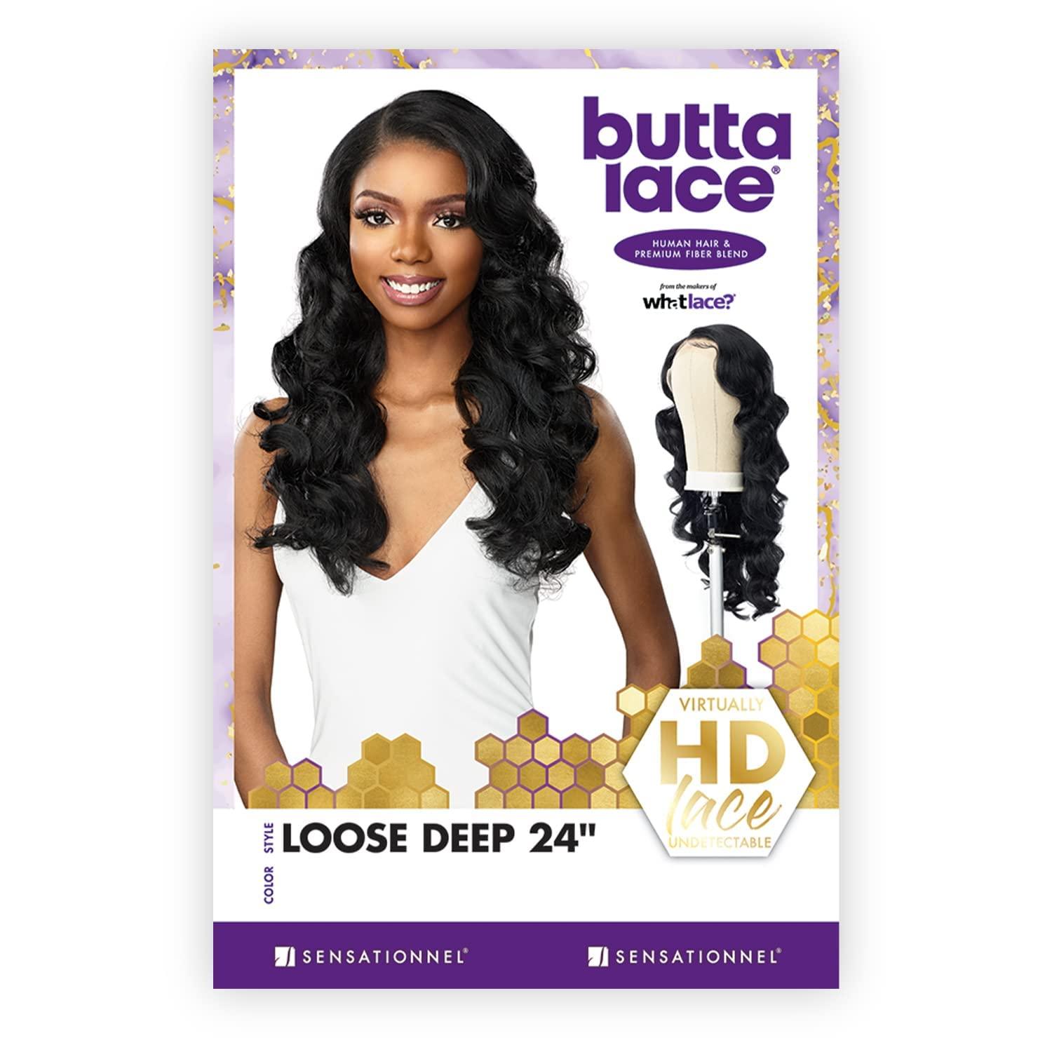 imageSensationnel Butta Lace Hhm Wigs Loose Deep 24 Inch Human Hair Blend Extra Wide 5 Inch Parting Preplucked Hairline Glueless Lacefront MPSANDYBLONDEMPSANDYBLONDE