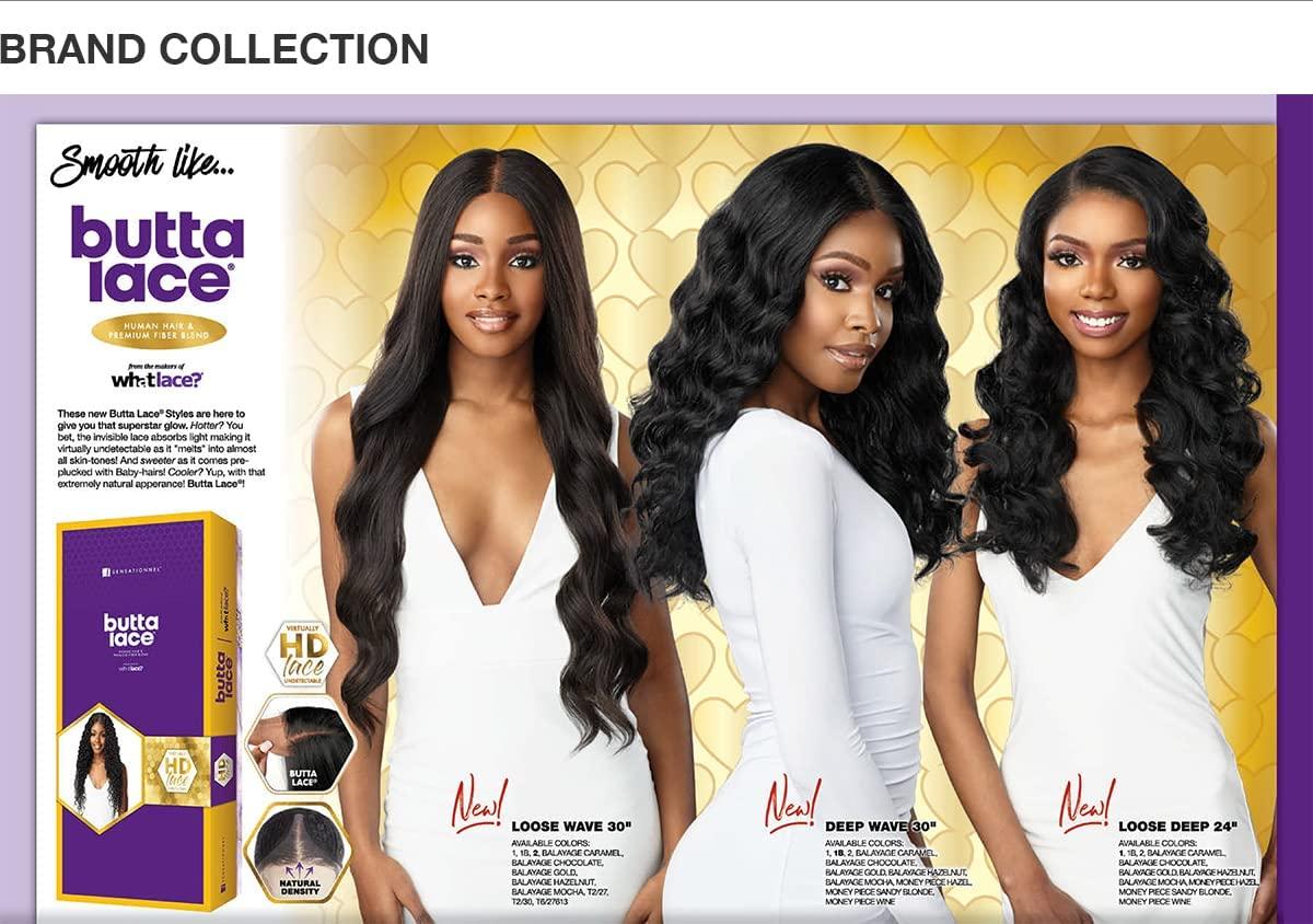 imageSensationnel Butta Lace Hhm Wigs Loose Deep 24 Inch Human Hair Blend Extra Wide 5 Inch Parting Preplucked Hairline Glueless Lacefront MPSANDYBLONDEMPSANDYBLONDE