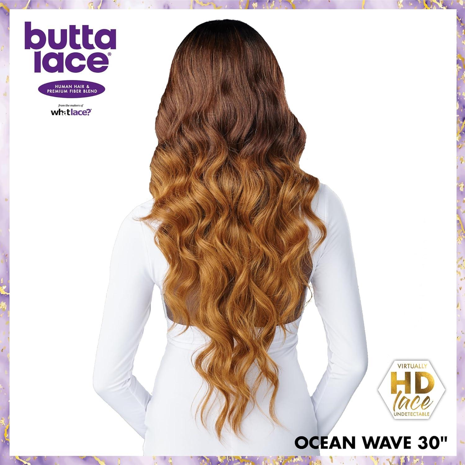imageSensationnel Butta Lace Hhm Wigs Ocean Wave 30 Inch Human Hair Blend Extra Wide 5 Inch Parting Preplucked Hairline Glueless Lacefront BALAYAGECARAMELBALAYAGEGOLD