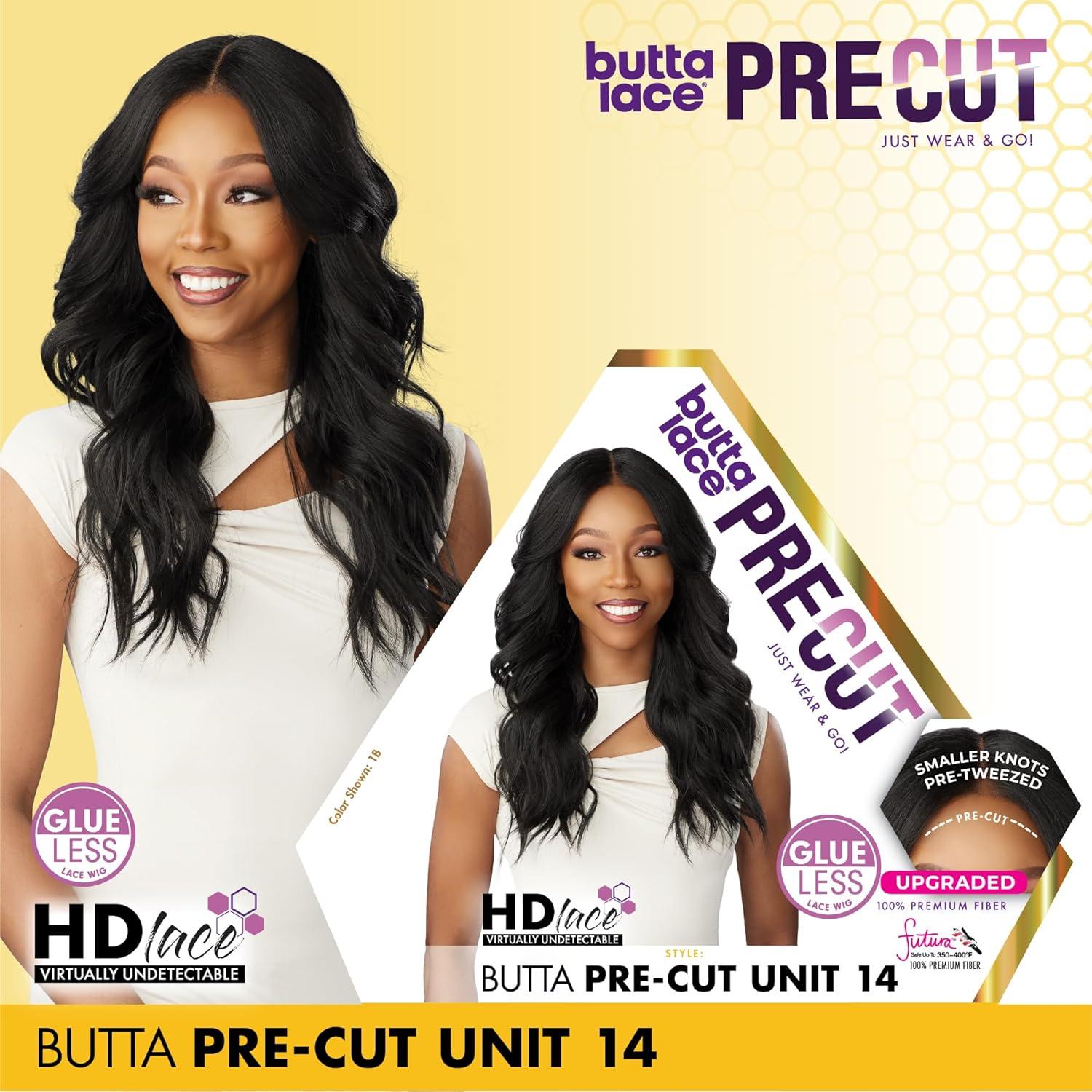 imageSensationnel Butta Lace Precut Wigs Unit 14 Glueless Extra Wide 5 Inch Deep Parting Synthetic Pre Tweezed Smaller Knot Hairline 1 JETBLACKBALAYAGEHAZELNUT