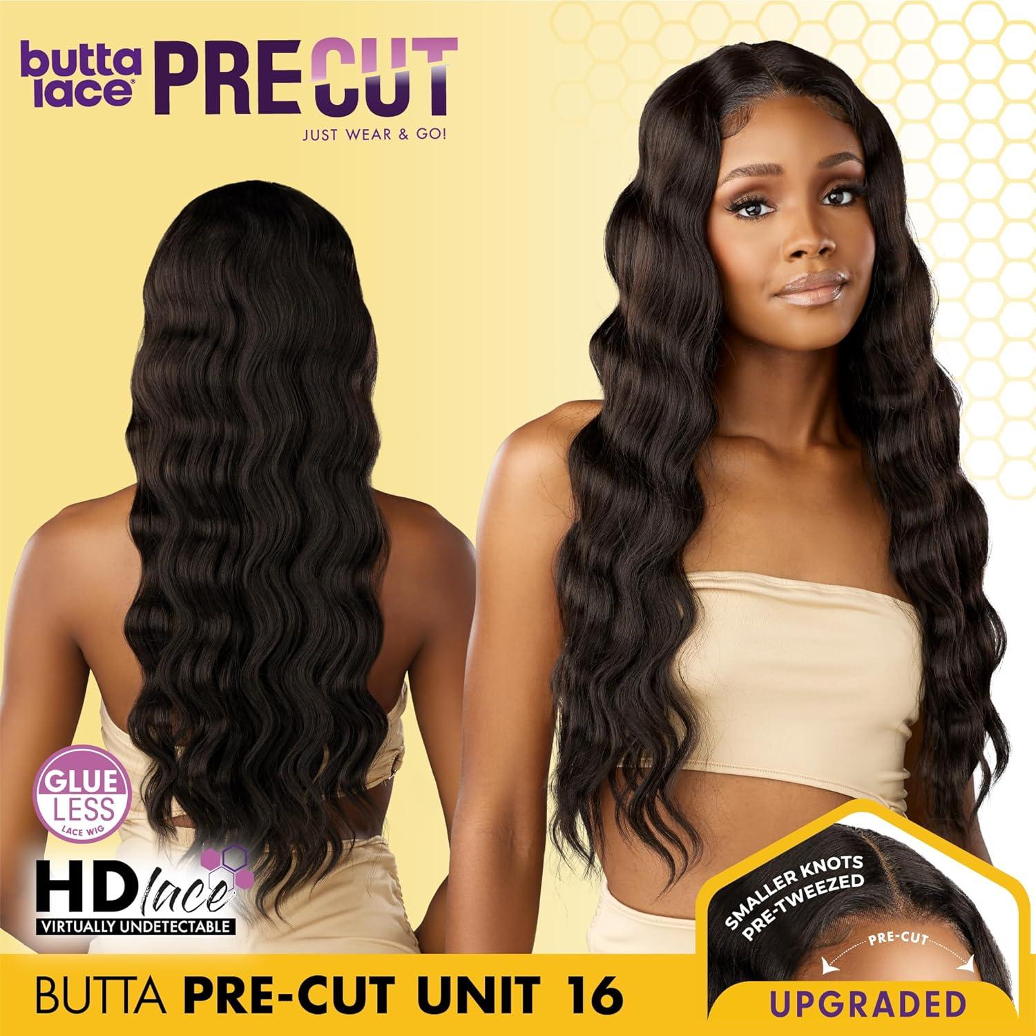 imageSensationnel Butta Lace Precut Wigs Unit 16 Glueless Extra Wide 5 Inch Deep Parting Synthetic Pre Tweezed Smaller Knot Hairline 1 JETBLACKPLATINUMBLONDE