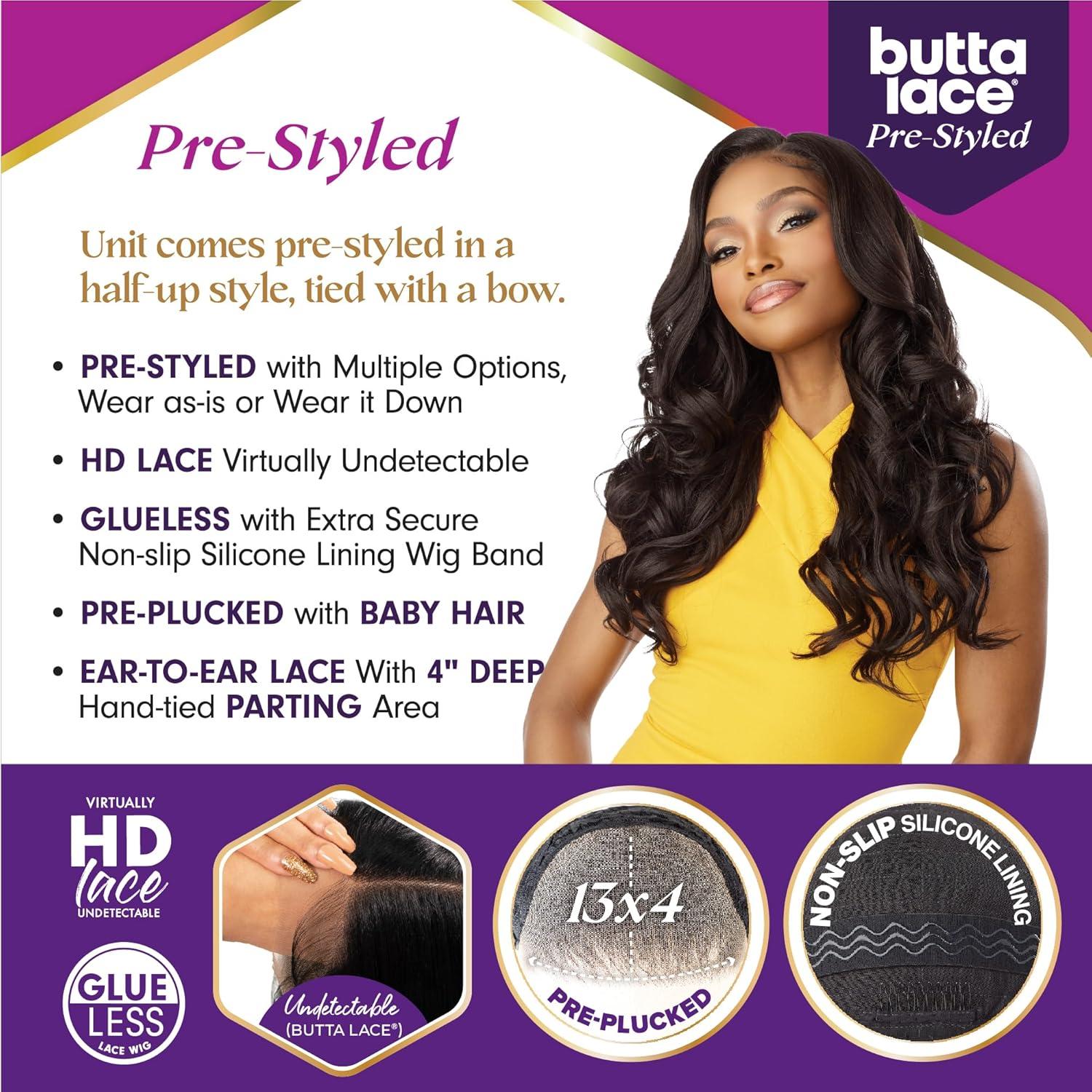 imageSensationnel Butta Lace Prestyled Wigs Unit 5 Glueless 13x4 Hand Tied Deep Lacepart Synthetic Preplucked Hairline 1 JETBLACK2 DARKBROWN
