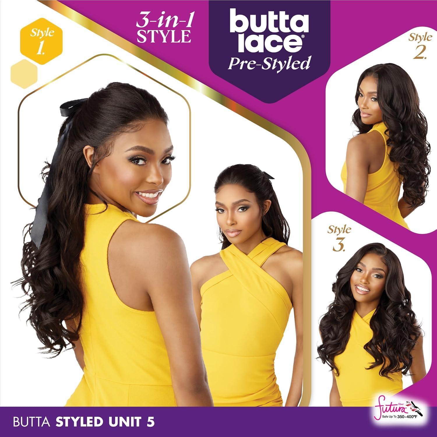 imageSensationnel Butta Lace Prestyled Wigs Unit 5 Glueless 13x4 Hand Tied Deep Lacepart Synthetic Preplucked Hairline 1 JETBLACK2 DARKBROWN