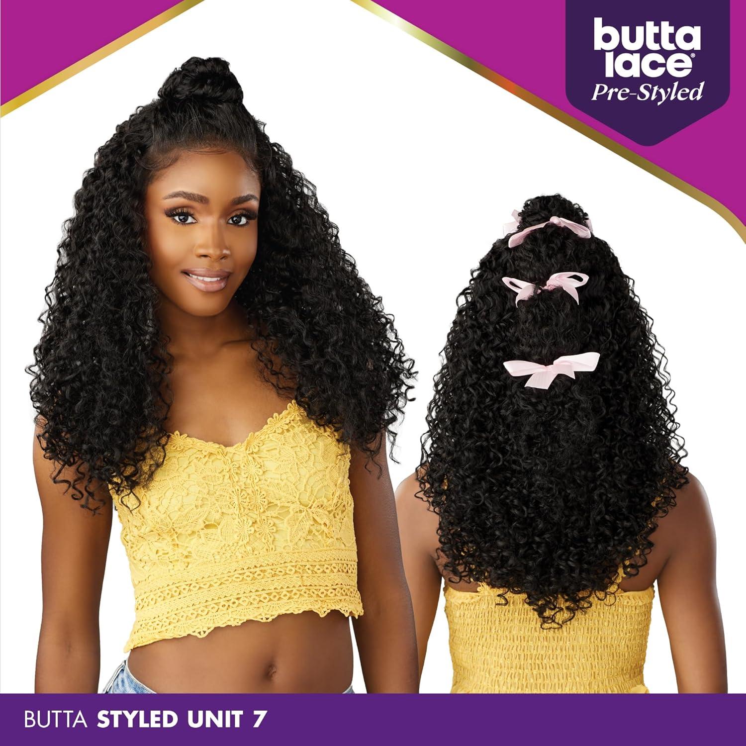 imageSensationnel Butta Lace Prestyled Wigs Unit 7 Glueless 13x4 Hand Tied Deep Lace Part Synthetic Preplucked Hairline 1 JETBLACK1B OFFBLACK